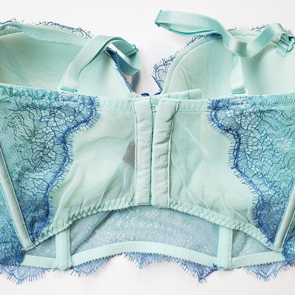 32D Rare Victoria's Secret Very Sexy teal/blue ombre lace Push up Bra - Picture 4 of 5